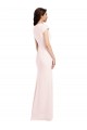 Rose Trapèze Col V Crêpe Stretch Longue Formelles Robes demoiselle d'honneur / Robes de soirée / Robes de bal en Gros
