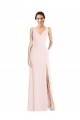 Rose Trapèze Col V Crêpe Stretch Longue Robes demoiselle d'honneur / Robes de bal en Gros