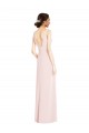 Rose Trapèze Col V Crêpe Stretch Longue Robes demoiselle d'honneur / Robes de bal en Gros