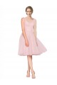 Rose Trapèze Col V Tulle Courte Robes demoiselle d'honneur / Robes de cocktail en Gros