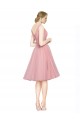Rose Trapèze Col V Tulle Courte Robes demoiselle d'honneur / Robes de cocktail en Gros