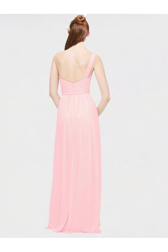 Rose Trapèze Mousseline Longue Robes demoiselle d'honneur en Gros
