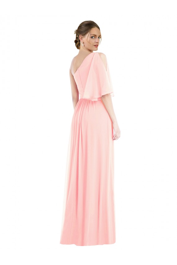 Rose Trapèze Mousseline Longue Robes demoiselle d'honneur en Gros