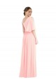Rose Trapèze Mousseline Longue Robes demoiselle d'honneur en Gros