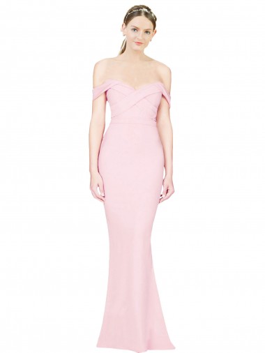 Rose Trapèze Sans bretelle Crêpe Stretch Longue Formelles Robes demoiselle d'honneur / Robes de soirée / Robes de bal en Gros