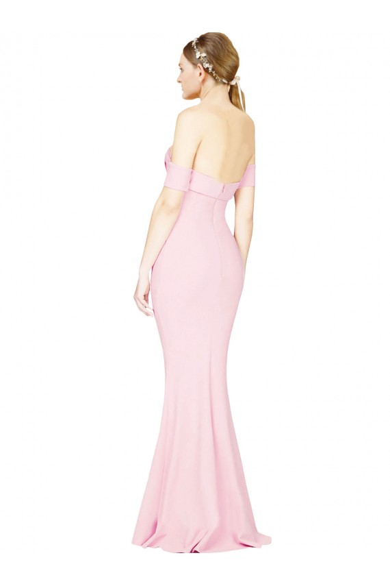 Rose Trapèze Sans bretelle Crêpe Stretch Longue Formelles Robes demoiselle d'honneur / Robes de soirée / Robes de bal en Gros