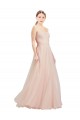 Rose Trapèze Sans bretelle Tulle Longue Robes demoiselle d'honneur en Gros
