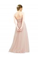 Rose Trapèze Sans bretelle Tulle Longue Robes demoiselle d'honneur en Gros
