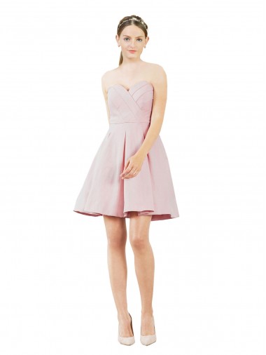 Rose Trapèze Satiné Courte Robes demoiselle d'honneur / Robes de cocktail en Gros