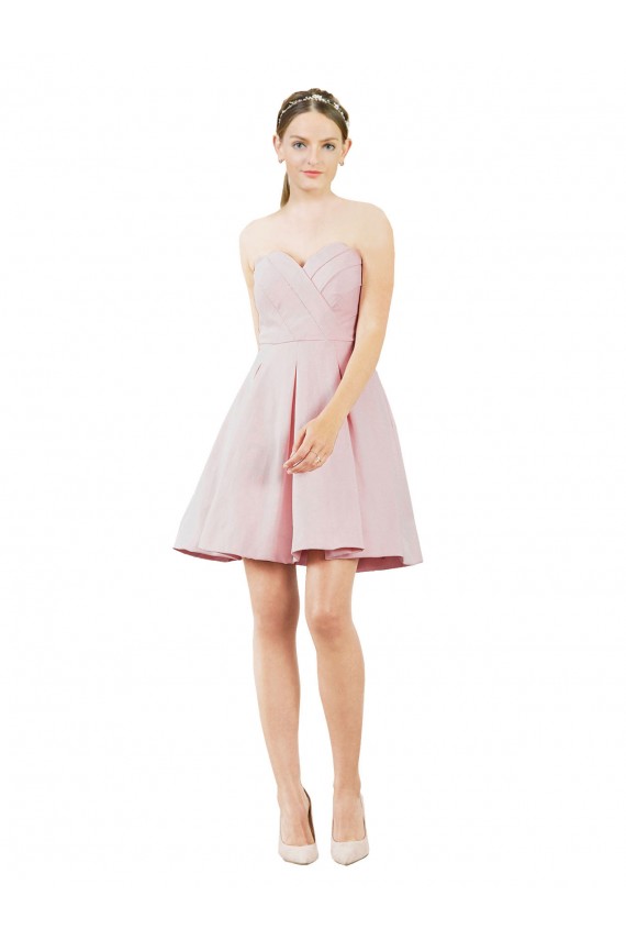 Rose Trapèze Satiné Courte Robes demoiselle d'honneur / Robes de cocktail en Gros