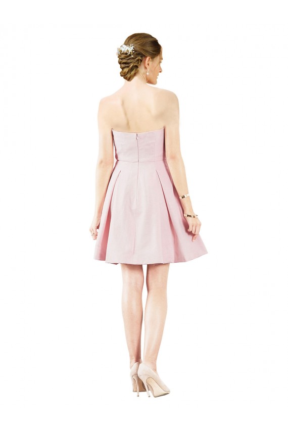 Rose Trapèze Satiné Courte Robes demoiselle d'honneur / Robes de cocktail en Gros
