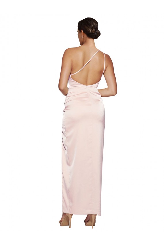 Rose Trapèze Satiné Soyeux Longue Robes demoiselle d'honneur / Robes de bal en Gros