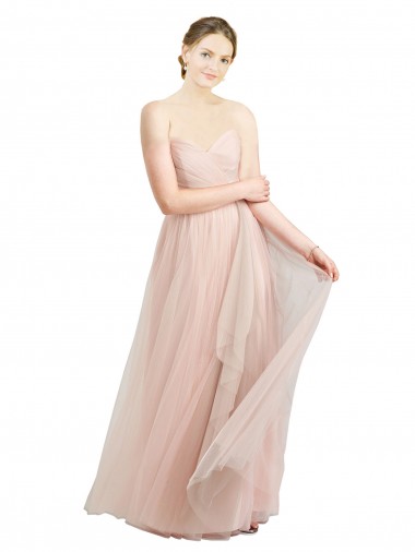 Rose Trapèze Tulle Longue Robes demoiselle d'honneur en Gros