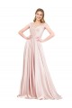 Rose Trapèze Épaule Dénudée Satiné Longue Formelles Robes demoiselle d'honneur / Robes de soirée / Robes de bal en Gros