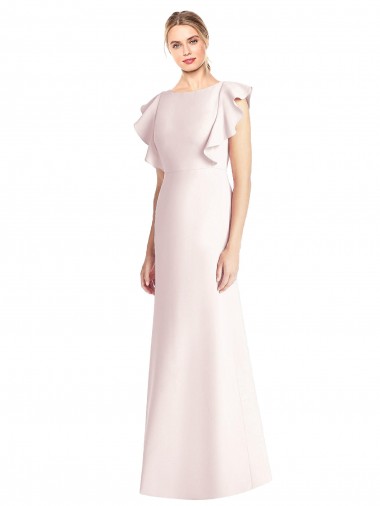 Rose Trompette Bateau Crêpe Stretch Longue Robes demoiselle d'honneur / Robes de bal en Gros