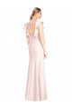 Rose Trompette Bateau Crêpe Stretch Longue Robes demoiselle d'honneur / Robes de bal en Gros