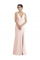 Rose Trompette Col V Crêpe Stretch Longue Formelles Robes demoiselle d'honneur / Robes de soirée / Robes de bal en Gros