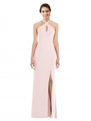 Rose Trompette Licou Crêpe Stretch Longue Formelles Robes demoiselle d'honneur / Robes de soirée / Robes de bal en Gros