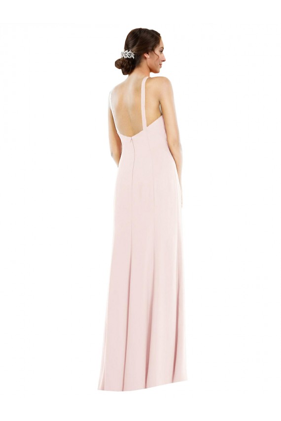 Rose Trompette Licou Crêpe Stretch Longue Formelles Robes demoiselle d'honneur / Robes de soirée / Robes de bal en Gros