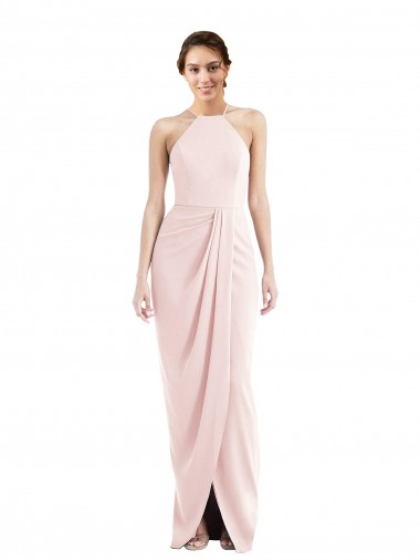 Rose Trompette Licou Crêpe Stretch Longue Robes demoiselle d'honneur / Robes de bal en Gros