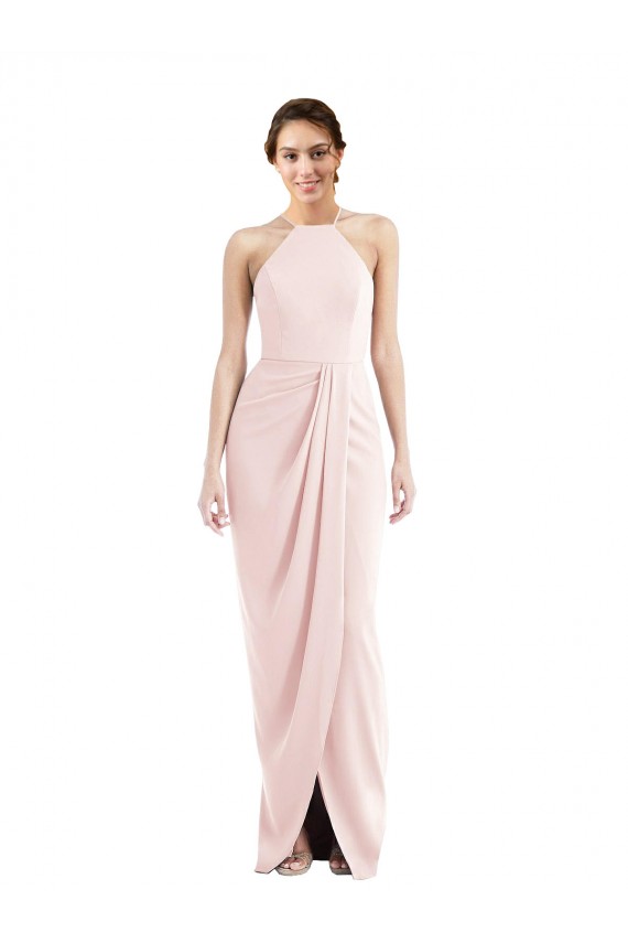 Rose Trompette Licou Crêpe Stretch Longue Robes demoiselle d'honneur / Robes de bal en Gros