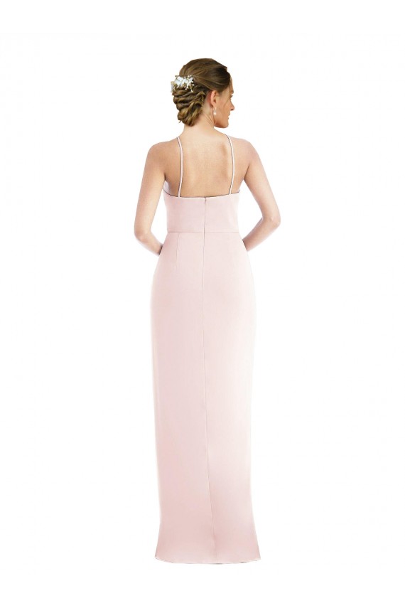 Rose Trompette Licou Crêpe Stretch Longue Robes demoiselle d'honneur / Robes de bal en Gros