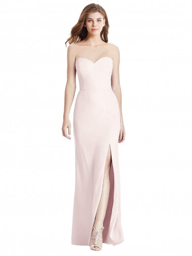 Rose Trompette Sans bretelle Crêpe Stretch Longue Robes demoiselle d'honneur / Robes de bal en Gros
