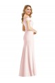 Rose Trompette Épaule Dénudée Col V Crêpe Stretch Longue Formelles Robes demoiselle d'honneur / Robes de soirée / Robes de bal en Gros
