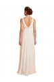 Rose crème Trapèze Bateau Col Haut Mousseline Longue Robes demoiselle d'honneur en Gros