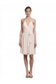 Rose crème Trapèze Licou Col V Mousseline Courte Robes demoiselle d'honneur / Robes de cocktail en Gros