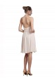 Rose crème Trapèze Licou Col V Mousseline Courte Robes demoiselle d'honneur / Robes de cocktail en Gros