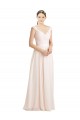Rose crème Trapèze Mousseline Dentelle Longue Robes demoiselle d'honneur en Gros