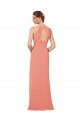 Rose du Désert Fourreau Col V Mousseline Longue Robes demoiselle d'honneur en Gros