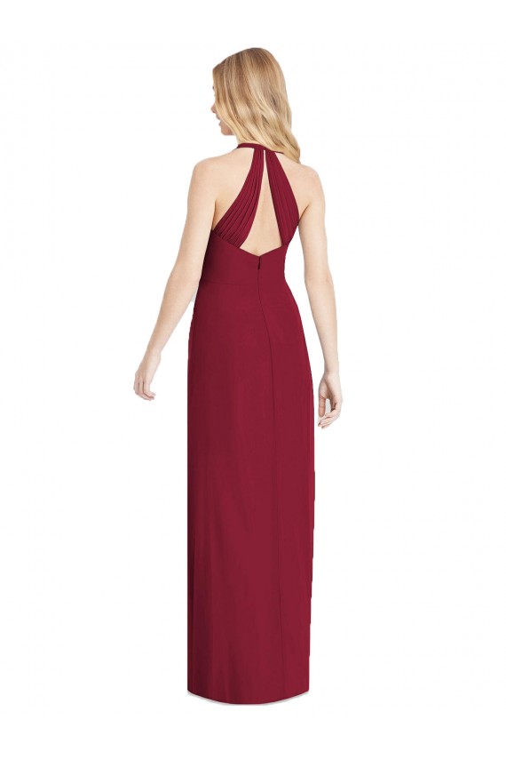 Rose du Désert Trompette Licou Col V Mousseline Longue Formelles Robes demoiselle d'honneur / Robes de soirée en Gros