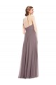 Rose poudré Trapèze Licou Mousseline Longue Formelles Robes demoiselle d'honneur / Robes de soirée en Gros