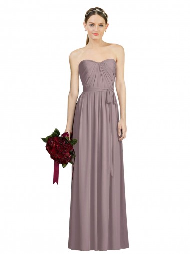 Rose poudré Trapèze Mousseline Longue Robes demoiselle d'honneur en Gros