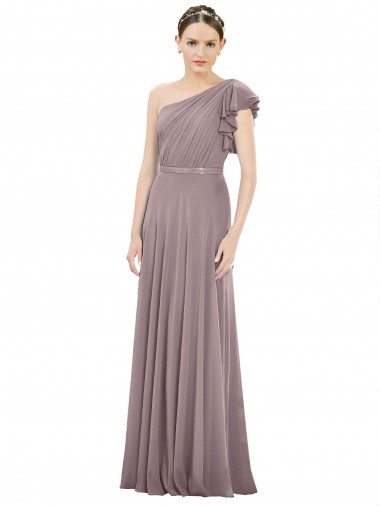 Rose poudré Trapèze Mousseline Longue Robes demoiselle d'honneur en Gros