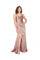 Rose poussiéreux Fourreau Col V Satiné Soyeux Longue Formelles Robes demoiselle d'honneur / Robes de soirée / Robes de bal en Gros