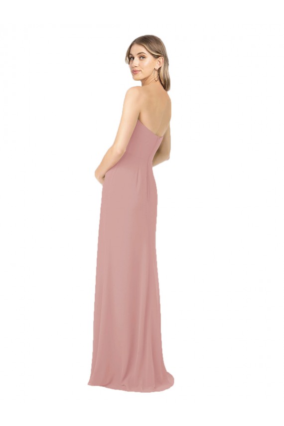 Rose poussiéreux Fourreau Sans bretelle Mousseline Longue Robes demoiselle d'honneur en Gros