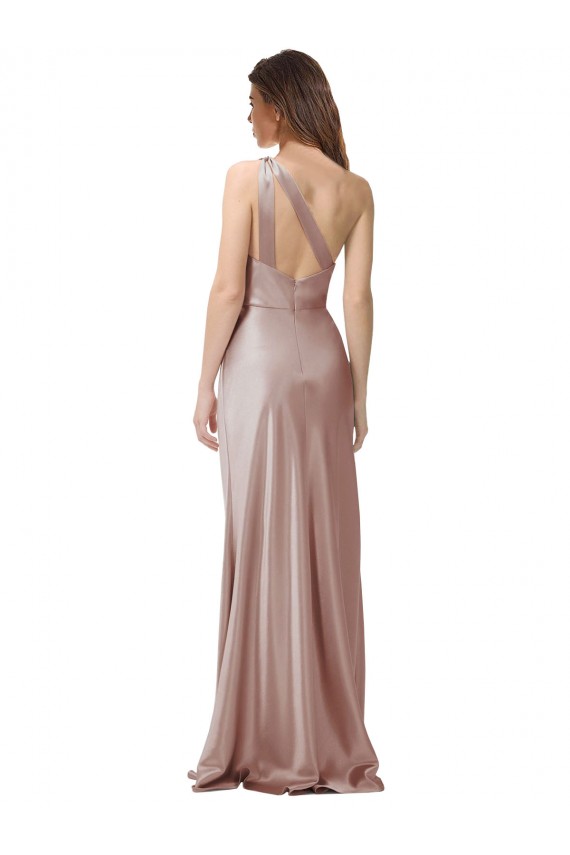 Rose poussiéreux Fourreau Satiné Stretch Longue Formelles Robes demoiselle d'honneur / Robes de soirée / Robes de bal en Gros