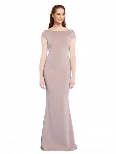 Rose poussiéreux Sirène Col Bateau Crêpe Stretch Longue Formelles Robes demoiselle d'honneur / Robes de soirée / Robes de bal en Gros