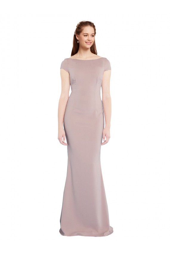 Rose poussiéreux Sirène Col Bateau Crêpe Stretch Longue Formelles Robes demoiselle d'honneur / Robes de soirée / Robes de bal en Gros
