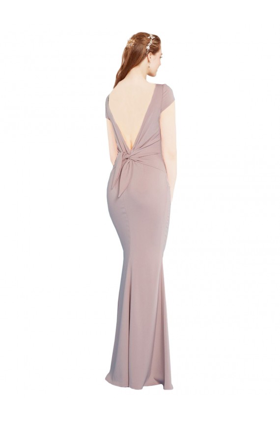 Rose poussiéreux Sirène Col Bateau Crêpe Stretch Longue Formelles Robes demoiselle d'honneur / Robes de soirée / Robes de bal en Gros