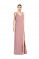 Rose poussiéreux Sirène Col V Mousseline Longue Robes demoiselle d'honneur en Gros