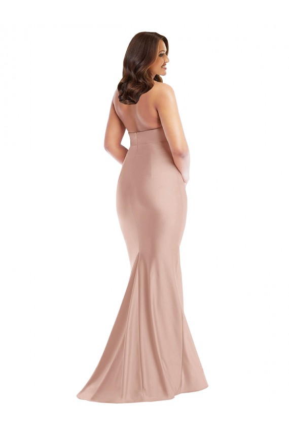 Rose poussiéreux Sirène Licou Satiné Soyeux Longue Formelles Robes demoiselle d'honneur / Robes de soirée / Robes de bal en Gros