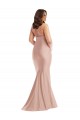 Rose poussiéreux Sirène Licou Satiné Soyeux Longue Formelles Robes demoiselle d'honneur / Robes de soirée / Robes de bal en Gros