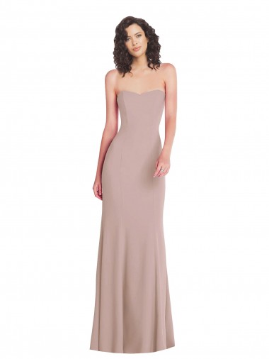 Rose poussiéreux Sirène Sans bretelle Crêpe Stretch Longue Formelles Robes demoiselle d'honneur / Robes de soirée / Robes de bal en Gros