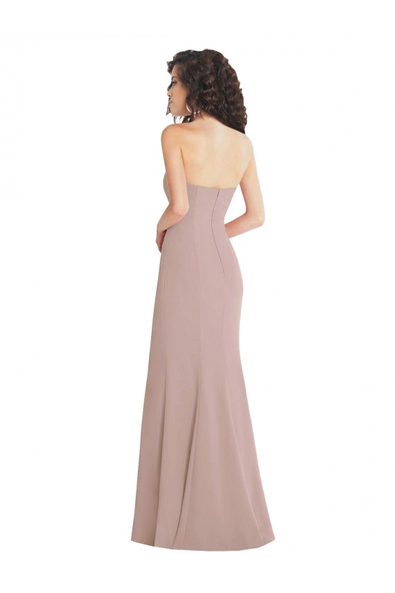 Rose poussiéreux Sirène Sans bretelle Crêpe Stretch Longue Formelles Robes demoiselle d'honneur / Robes de soirée / Robes de bal en Gros