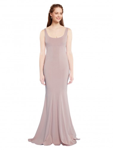 Rose poussiéreux Sirène Scoop Crêpe Stretch Longue Formelles Robes demoiselle d'honneur / Robes de soirée / Robes de bal en Gros
