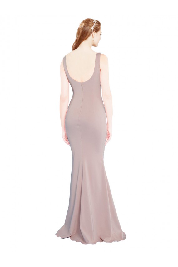 Rose poussiéreux Sirène Scoop Crêpe Stretch Longue Formelles Robes demoiselle d'honneur / Robes de soirée / Robes de bal en Gros